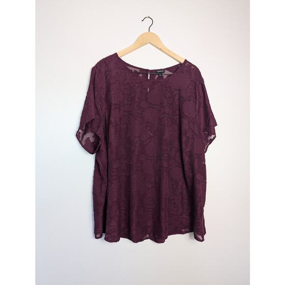 Torrid Abbey Chiffon Sheer Clip Floral Top - Picture 2 of 7